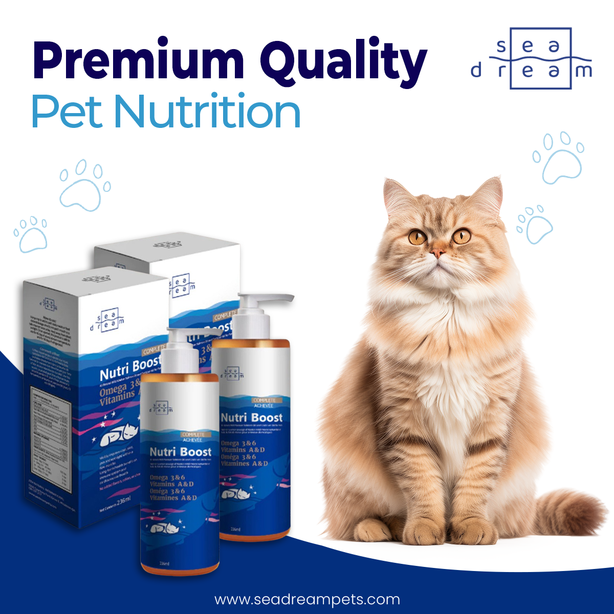 Nutri Boost - Omega 3 Pet Liquid Supplement for Cats & Dogs - Healthy Bones, Fur, Joints and Immune System